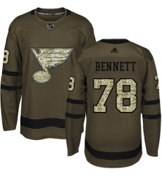 Youth Adidas St. Louis Blues #78 Beau Bennett Premier Green Salute to Service NHL Jersey