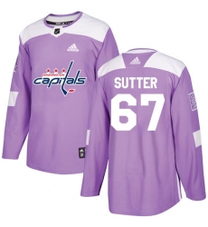 Men's Adidas Washington Capitals #67 Riley Sutter Authentic Purple Fights Cancer Practice NHL Jersey