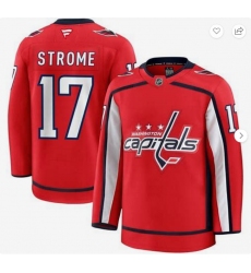 Men's Washington Capitals #17 Dylan Strome Red 2024-25 Home Stitched Hockey Jersey