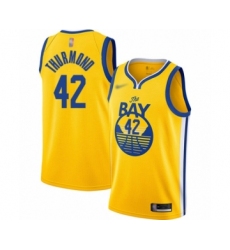 Women's Golden State Warriors #42 Nate Thurmond Swingman Gold Finished Basketball Jersey - Statement Edition