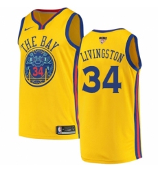 Men's Nike Golden State Warriors #34 Shaun Livingston Swingman Gold 2018 NBA Finals Bound NBA Jersey - City Edition