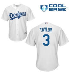 Youth Majestic Los Angeles Dodgers #3 Chris Taylor Replica White Home Cool Base MLB Jersey