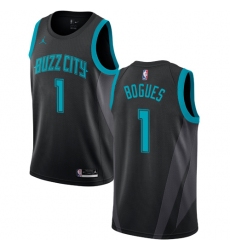 Youth Nike Jordan Charlotte Hornets #1 Muggsy Bogues Swingman Black NBA Jersey - 2018 19 City Edition