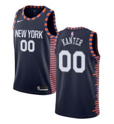 Women's Nike New York Knicks #00 Enes Kanter Swingman Navy Blue NBA Jersey - 2018 19 City Edition