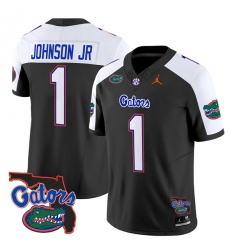 Men's Florida Gators #1 Montrell Johnson Jr. Black Alternate 2024 F.U.S.E. Florida Patch Vapor Limited Stitched Football Jersey