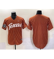 Men's Texas Longhorns Blank Orange Pinstripe 2025 World Series & SEC Patch Stitched Jersey