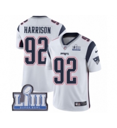 Youth Nike New England Patriots #92 James Harrison White Vapor Untouchable Limited Player Super Bowl LIII Bound NFL Jersey