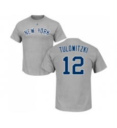 Baseball New York Yankees #12 Troy Tulowitzki Gray Name & Number T-Shirt