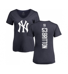 Baseball Women's New York Yankees #65 James Paxton Navy Blue Name & Number T-Shirt