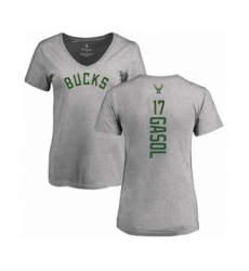 Basketball Women's Milwaukee Bucks #17 Pau Gasol Ash Backer T-Shirt