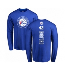 Basketball Philadelphia 76ers #42 Al Horford Royal Blue Backer Long Sleeve T-Shirt
