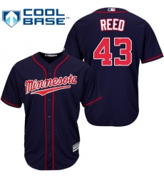 Youth Majestic Minnesota Twins #43 Addison Reed Authentic Navy Blue Alternate Road Cool Base MLB Jersey