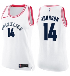 Women's Nike Memphis Grizzlies #14 Brice Johnson Swingman White/Pink Fashion NBA Jersey