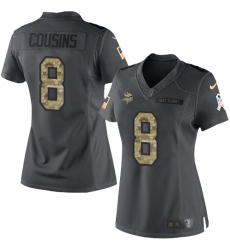 Women's Nike Minnesota Vikings #8 Kirk Cousins Limited Black 2016 Salute to Service NFL Jersey
