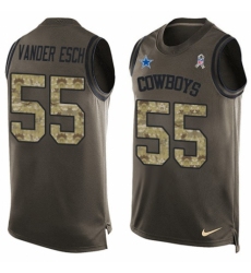 Men's Nike Dallas Cowboys #55 Leighton Vander Esch Limited Green Salute to Service Tank Top NFL Jersey