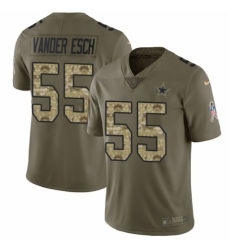 Youth Nike Dallas Cowboys #55 Leighton Vander Esch Limited Olive/Camo 2017 Salute to Service NFL Jersey