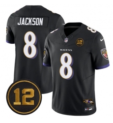 Men's Baltimore Ravens #8 Lamar Jackson Black 2025 F.U.S.E Jacoby Jones Vapor Limited Football Jersey