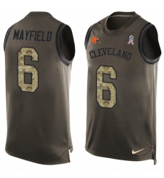 Men's Nike Cleveland Browns #6 Baker Mayfield Limited Green Salute to Service Tank Top NFL Jersey