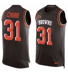 Men's Nike Cleveland Browns #31 Nick Chubb Limited Brown Player Name & Number Tank Top NFL Jersey
