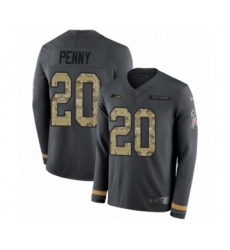 Youth Nike Seattle Seahawks #20 Rashaad Penny Limited Black Salute to Service Therma Long Sleeve NFL Jersey