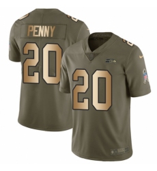 Youth Nike Seattle Seahawks #20 Rashaad Penny Limited Olive Gold 2017 Salute to Service NFL Jersey