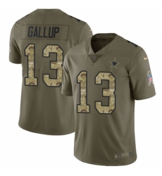 Men's Nike Dallas Cowboys #13 Michael Gallup Limited Olive/Camo 2017 Salute to Service NFL Jersey