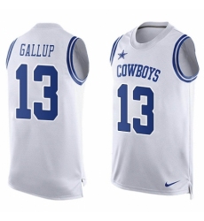 Men's Nike Dallas Cowboys #13 Michael Gallup Limited White Player Name & Number Tank Top NFL Jersey