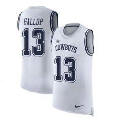 Men's Nike Dallas Cowboys #13 Michael Gallup White Rush Player Name & Number Tank Top NFL Jersey