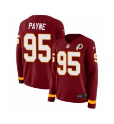 Women's Nike Washington Redskins #95 Da'Ron Payne Limited Burgundy Therma Long Sleeve NFL Jersey