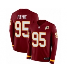 Youth Nike Washington Redskins #95 Da'Ron Payne Limited Burgundy Therma Long Sleeve NFL Jersey