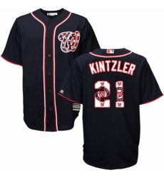 Men's Majestic Washington Nationals #21 Brandon Kintzler Authentic Navy Blue Team Logo Fashion Cool Base MLB Jersey
