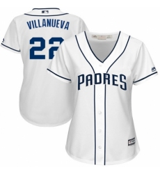 Women's Majestic San Diego Padres #22 Christian Villanueva Replica White Home Cool Base MLB Jersey