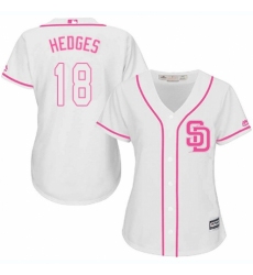 Women's Majestic San Diego Padres #18 Austin Hedges Authentic White Fashion Cool Base MLB Jersey