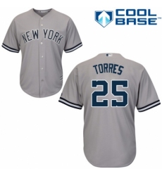 Youth Majestic New York Yankees #25 Gleyber Torres Authentic Grey Road MLB Jersey