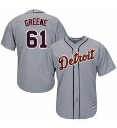 Youth Majestic Detroit Tigers #61 Shane Greene Replica Grey Road Cool Base MLB Jersey