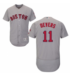 Men's Majestic Boston Red Sox #11 Rafael Devers Grey Road Flex Base Authentic Collection MLB Jersey