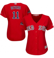 Women's Majestic Boston Red Sox #11 Rafael Devers Authentic Red Alternate Home 2018 World Series Champions MLB Jersey