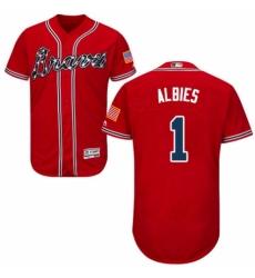 Men's Majestic Atlanta Braves #1 Ozzie Albies Red Alternate Flex Base Authentic Collection MLB Jersey