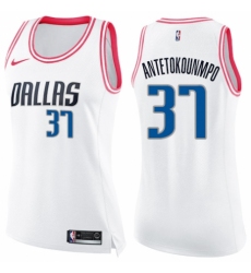 Women's Nike Dallas Mavericks #37 Kostas Antetokounmpo Swingman White/Pink Fashion NBA Jersey
