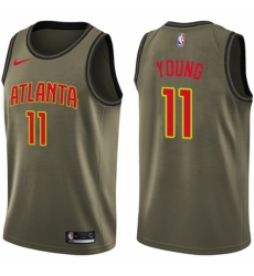 Youth Nike Atlanta Hawks #11 Trae Young Swingman Green Salute to Service NBA Jersey