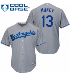 Youth Majestic Los Angeles Dodgers #13 Max Muncy Authentic Grey Road Cool Base MLB Jersey