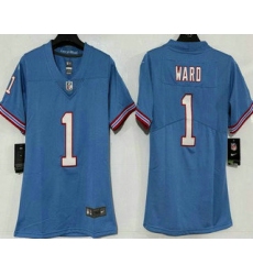 Women's Tennessee Titans #1 Cameron Ward Limited Blue Throwback Vapor Jersey