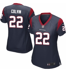 Women's Nike Houston Texans #22 Aaron Colvin Game Navy Blue Team Color NFL Jersey