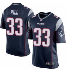 Men's Nike New England Patriots #33 Jeremy Hill Game Navy Blue Team Color NFL Jersey