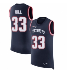 Men's Nike New England Patriots #33 Jeremy Hill Navy Blue Rush Player Name & Number Tank Top NFL Jersey