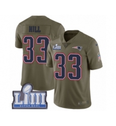 Youth Nike New England Patriots #33 Jeremy Hill Limited Olive 2017 Salute to Service Super Bowl LIII Bound NFL Jersey