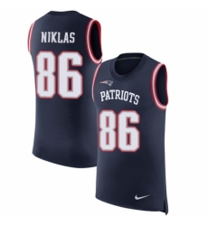 Men's Nike New England Patriots #86 Troy Niklas Navy Blue Rush Player Name & Number Tank Top NFL Jersey