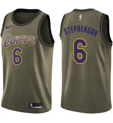 Youth Nike Los Angeles Lakers #6 Lance Stephenson Swingman Green Salute to Service NBA Jersey