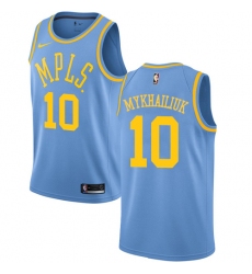 Men's Nike Los Angeles Lakers #10 Sviatoslav Mykhailiuk Authentic Blue Hardwood Classics NBA Jersey