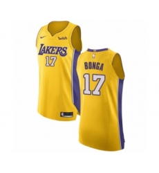 Men's Los Angeles Lakers #17 Isaac Bonga Authentic Gold Basketball Jersey - Icon Edition
